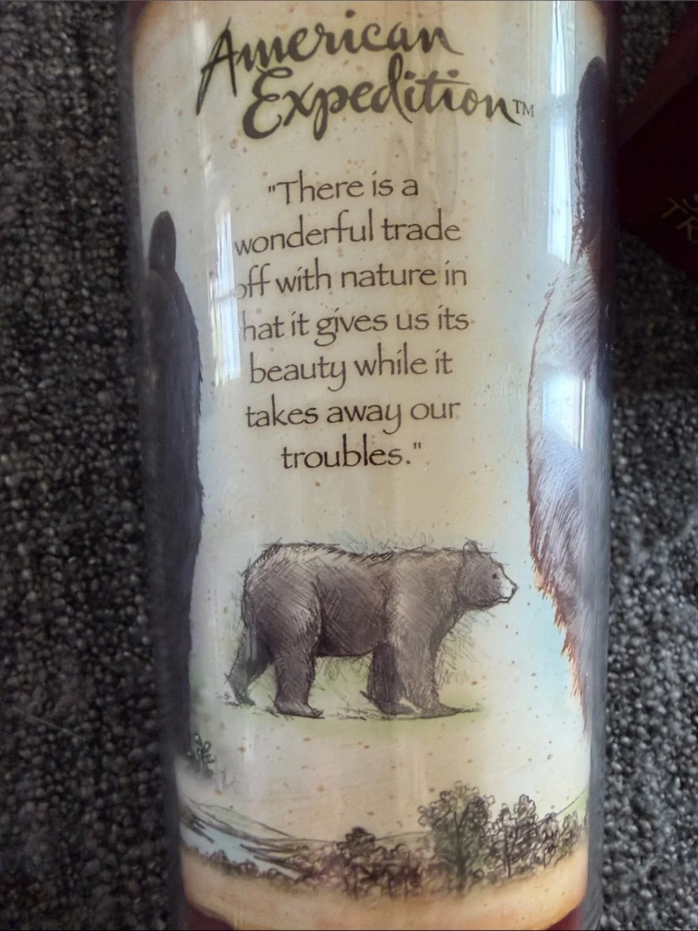 Black Bear Stainless Steel Travel Mug - Cream and Red
